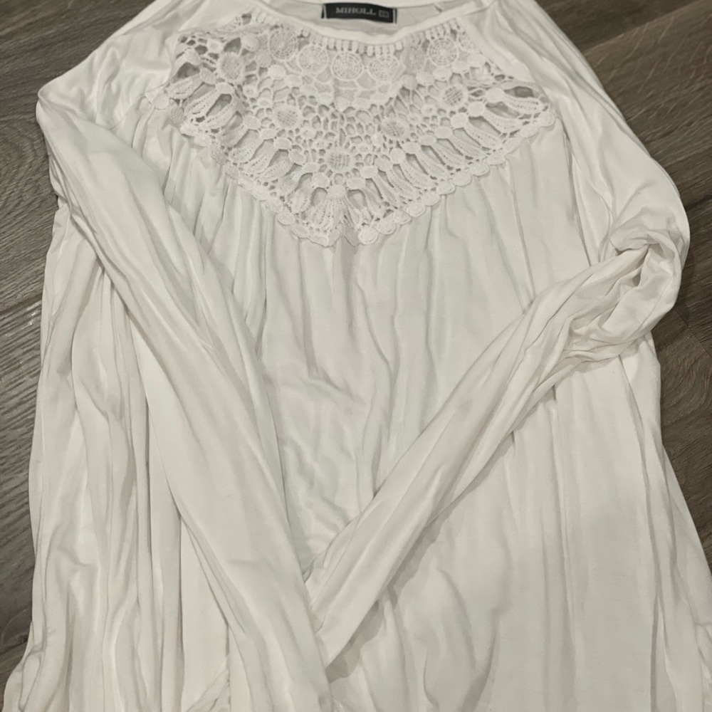 Meraki White Lace Detail Women's Top